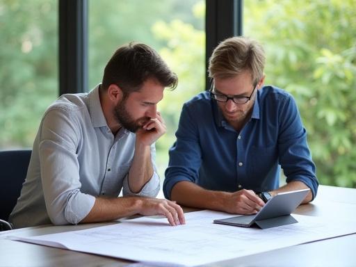 Due persone che discutono su un progetto di giardino